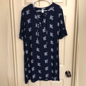 LG Old Navy Blue Floral Print Dress